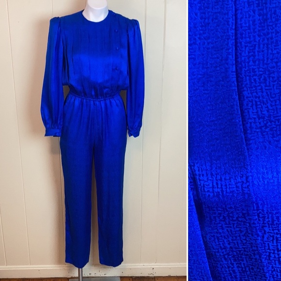 Vintage Pants - Vintage 80s 90s Graphic Bold Silk Jumpsuit 2 Party